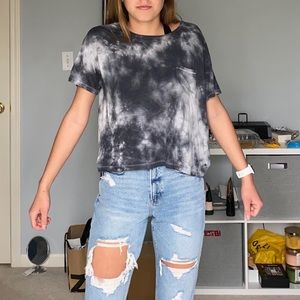 Black and white tie dye American eagle tee